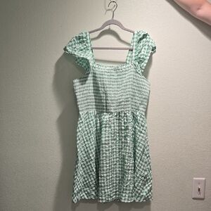 Old Navy Green and White Checkered Dress